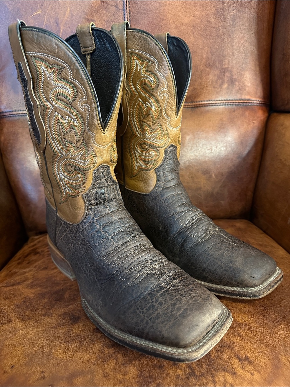 Tony Lama Two-Tone Brown and Tan Western Cowboy Boots